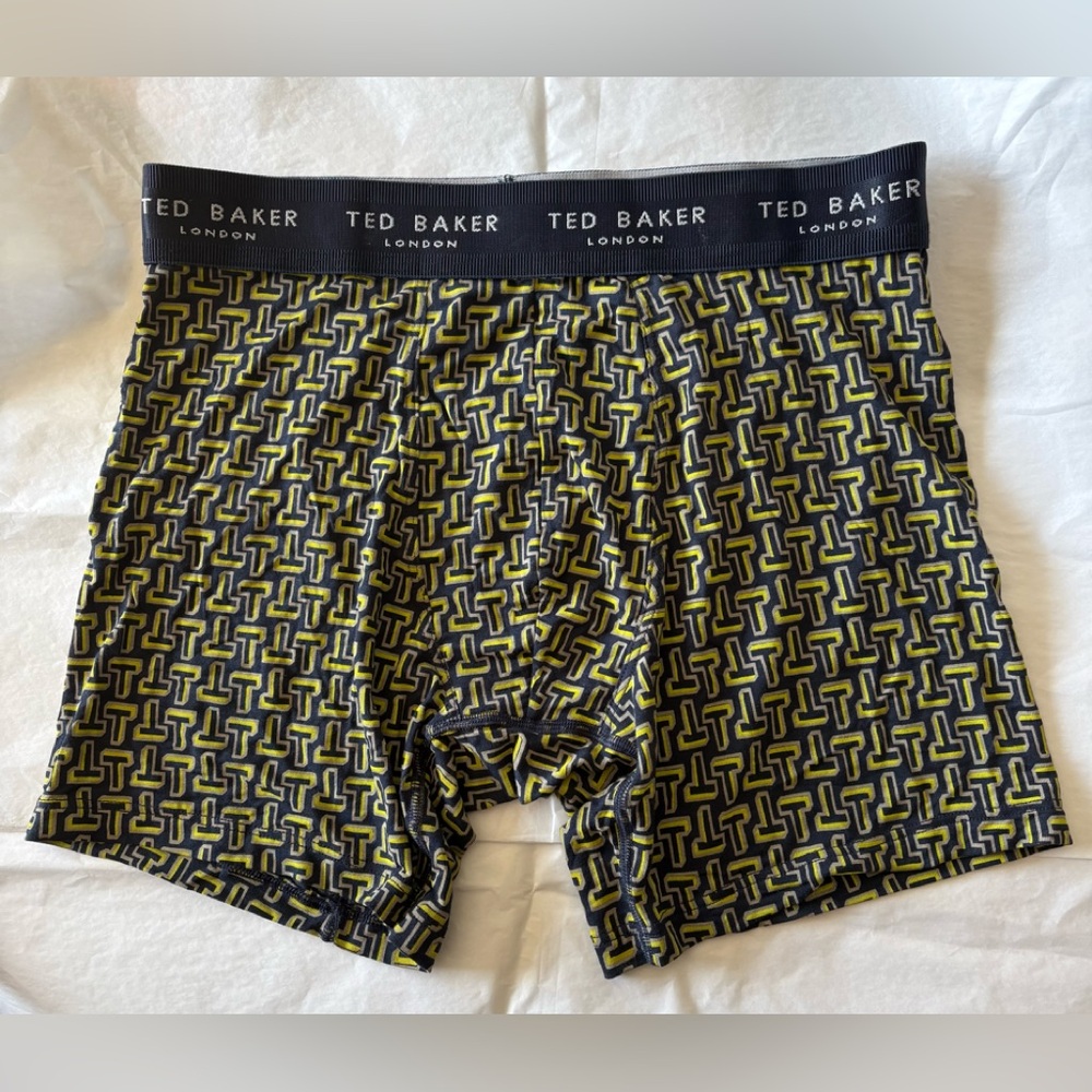 TED BAKER LONDON Black & Yellow Geometric Modal Fabric Boxer Briefs S NWOT